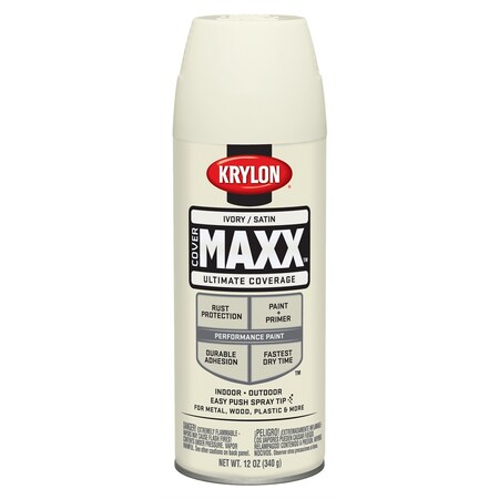 Krylon Covermaxx Paint+Primer; Satin Ivory; 12 oz. Aerosol 9168